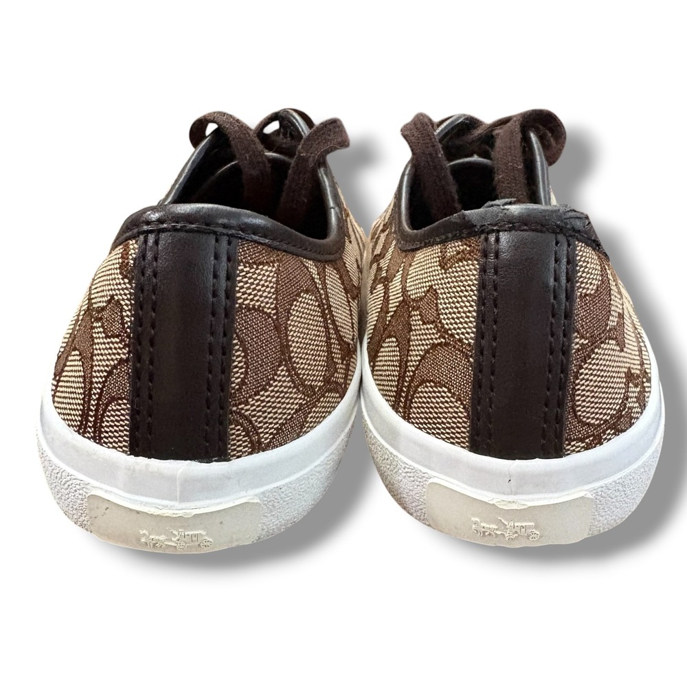 Coach Signature Jacquard Empire Low Top Sneakers Khaki Brown Monogram Shoes - Picture 5 of 10